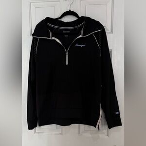 Champion Black Half-Zip Sweatshirt with Side Zip Detail Men/Woman Size XL
